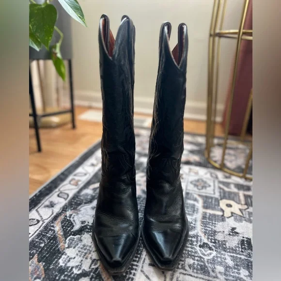 Dan Post Black Maria Leather Boots with Heel Size 7 - Picture 3 of 14